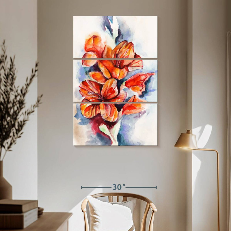 Harnek glaïeul et coquelicot, H 65 po x l 42 po