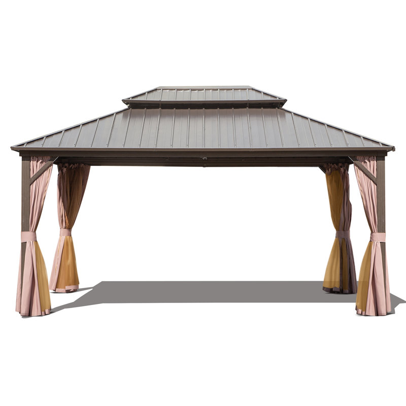 Pavillon de jardin en aluminium avec toit rigide et double toit: protection durable et design élégant, 10 pi x 12 pi
