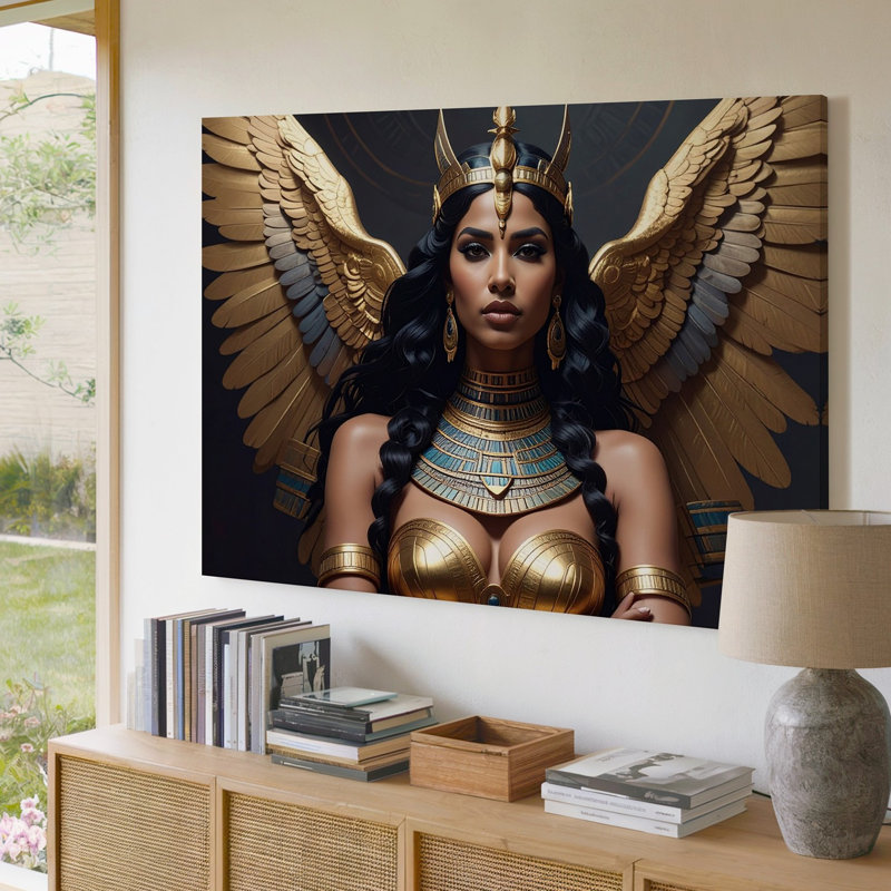 Art mural sur toile, déesse ailée dorée, Warrior Queen, H 11 po x l 14 po