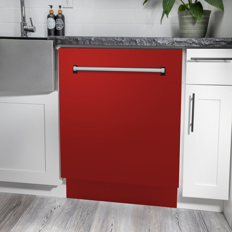 ZLINE 24" Tallac Series 3rd Rack Tall Tub Dishwasher with Stainless Steel Tub, 51dBa, Red Matte