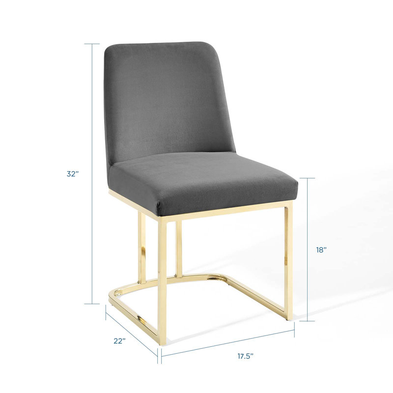 Chaise d'appoint de salle à manger en velours Amplifier Base Performance, Velours gris, Or