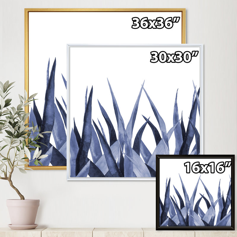 Agave Leaves - reproduction sur toile avec cadre flottant, H 36 po x l 36 po x 1,5 po, Cadre noir