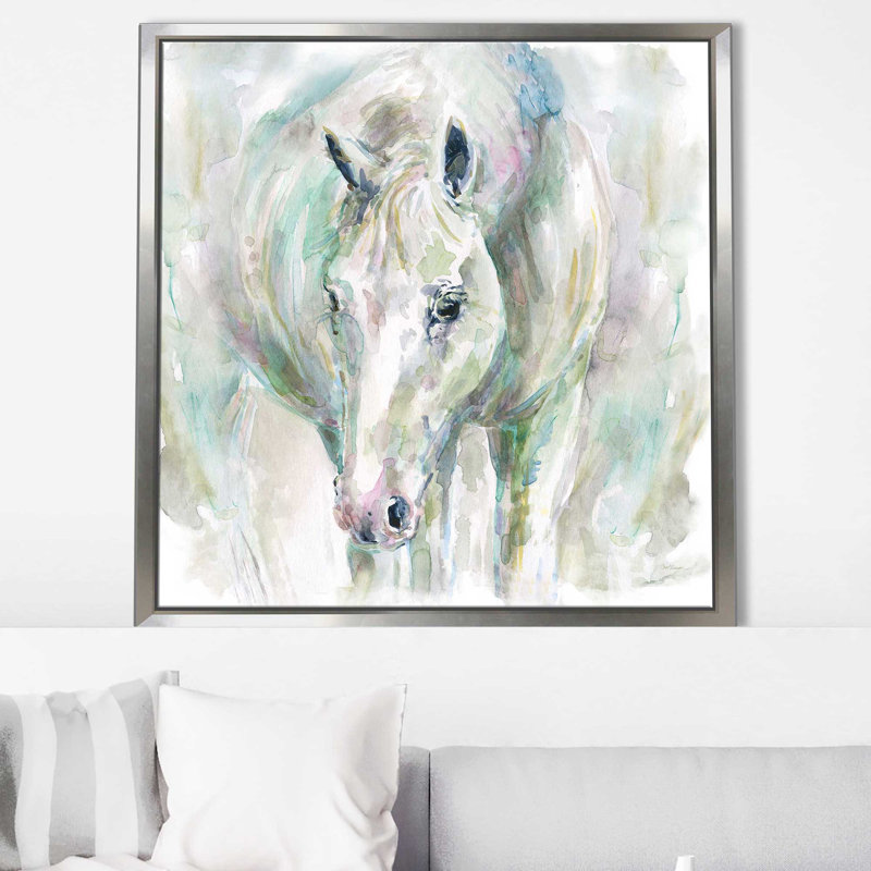 «Garden visit» par Carol Robinson - Peinture, Cadre flottant argent, H 21,5 po x l 21,5 po x P 2 po