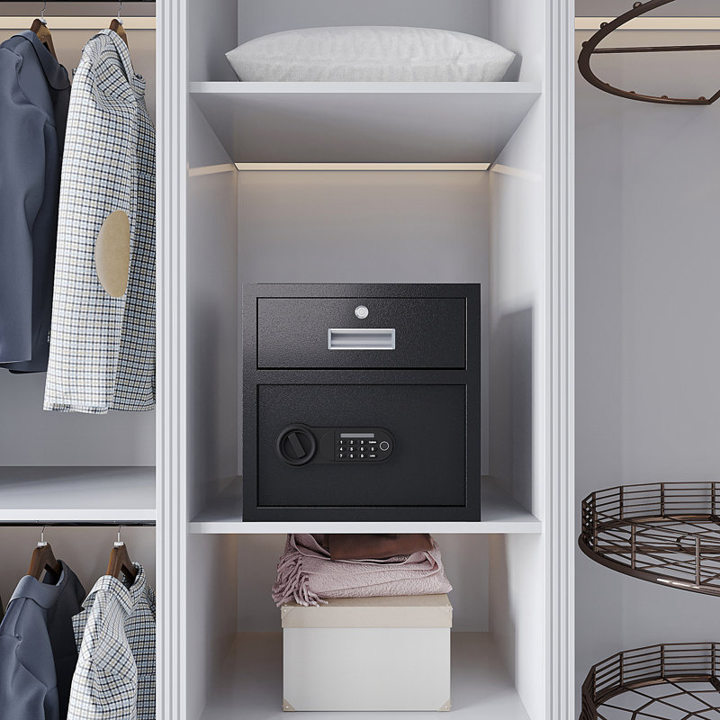 Coffre-fort électronique en acier avec serrure à clavier électronique - Espaces sécurisés, décorations, papiers d'identité, 1,69 pi³, noir et indiscrets avec bijoux, documents en sécurité