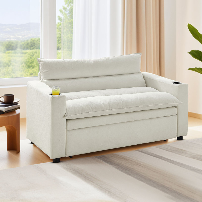 Canapé-lit et fauteuil-lit convertible 56 po et 36 po - 3 en 1 avec dossier réglable, Beige, H 32 po x l 56 po x P 40 po