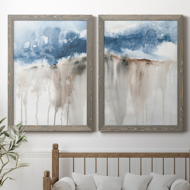 Windy Cliff I - ensemble de 2 reproductions d'art, H 31,5 po x l 47 po x P 1,5 po, Toile avec cadre gris, Pas de tapis