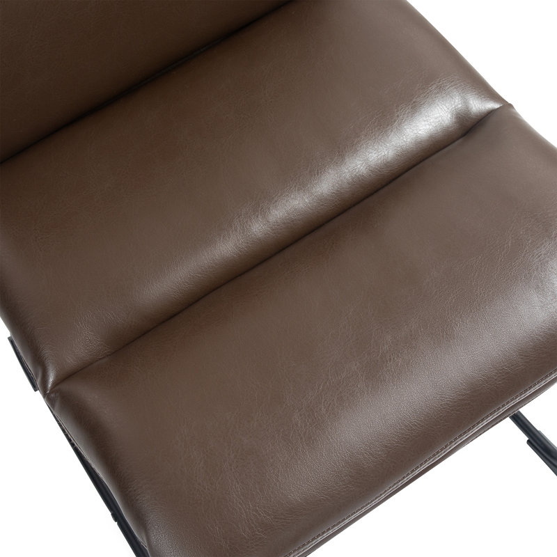 Volana 20.5'' H Faux Leather Upholstered Dining Chair, Brown Pebbled Faux Leather