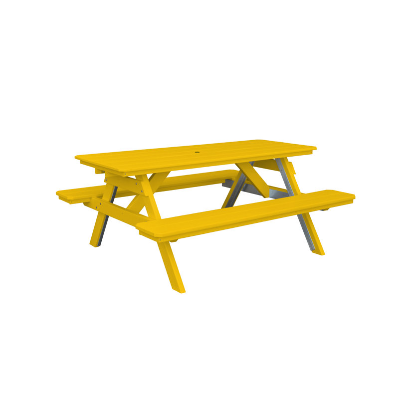 Table de pique-nique rectangulaire, L 70 po x L 60 po, Jaune citron