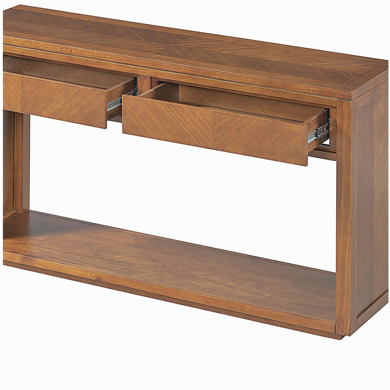 Console de 55 po, table d'entrée rustique avec tiroirs de rangement et tablette ouverte, table de canapé élégante pour le couloir et le salon (miel)