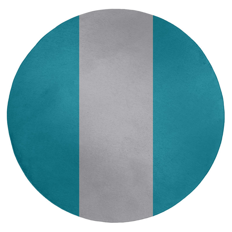 Tapis bleu sarcelle / gris, Rond 5 pi
