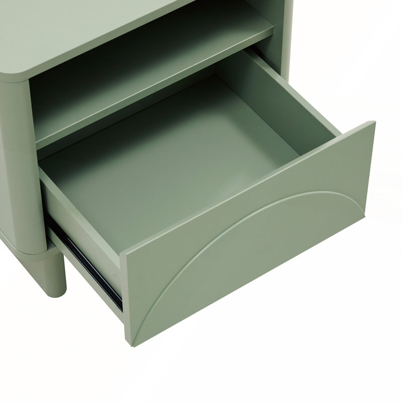 Table de chevet 20 pouces vert sauge avec 1 tiroir et tablette ouverte pour le rangement dans la chambre à coucher