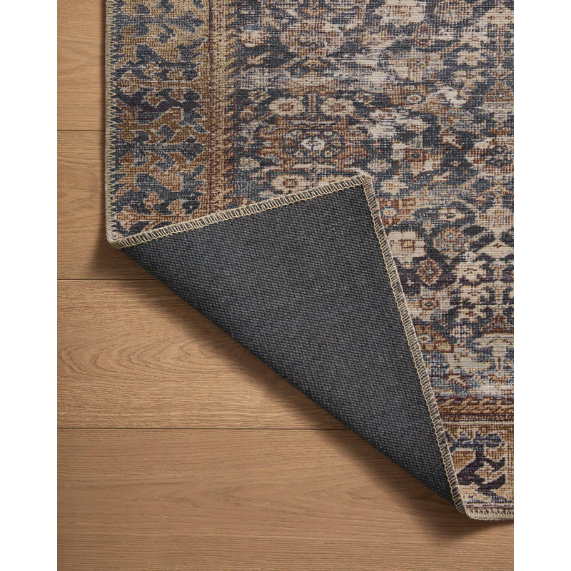 Georgie Denim and Spice Floral Wool Runner Rug