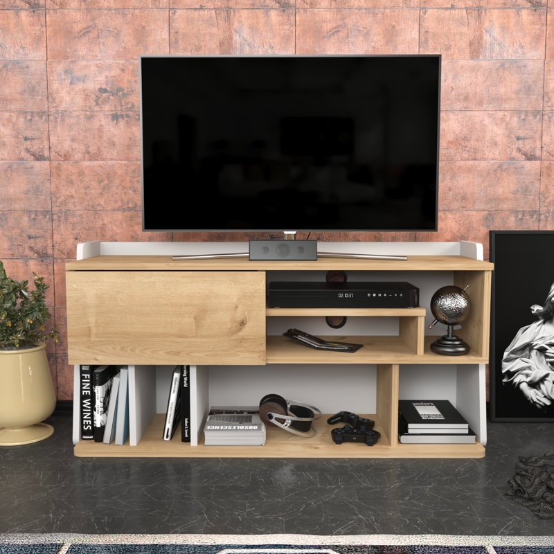 Goscho TV Stand for TVs up to 55", Sapphire Oak/White