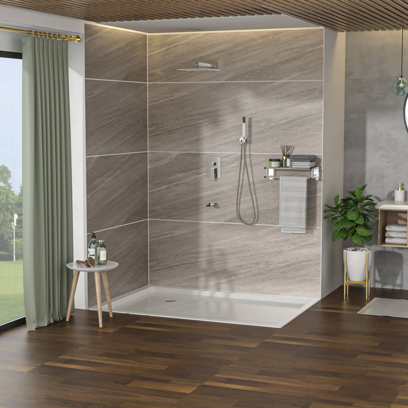 Douche carrée à fixation murale 10 pouces en nickel brossé - douchette cascade, 3 fonctions, pomme de douche à pluie, douchette, trousse de contusion avec douchette, douchette à pluie, élément