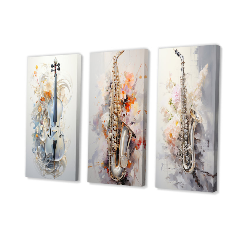 Flûtes Whisper Silver Grace - ensemble de 3 impressions sur toile, H 28 po x l 36 po, Toile tendue