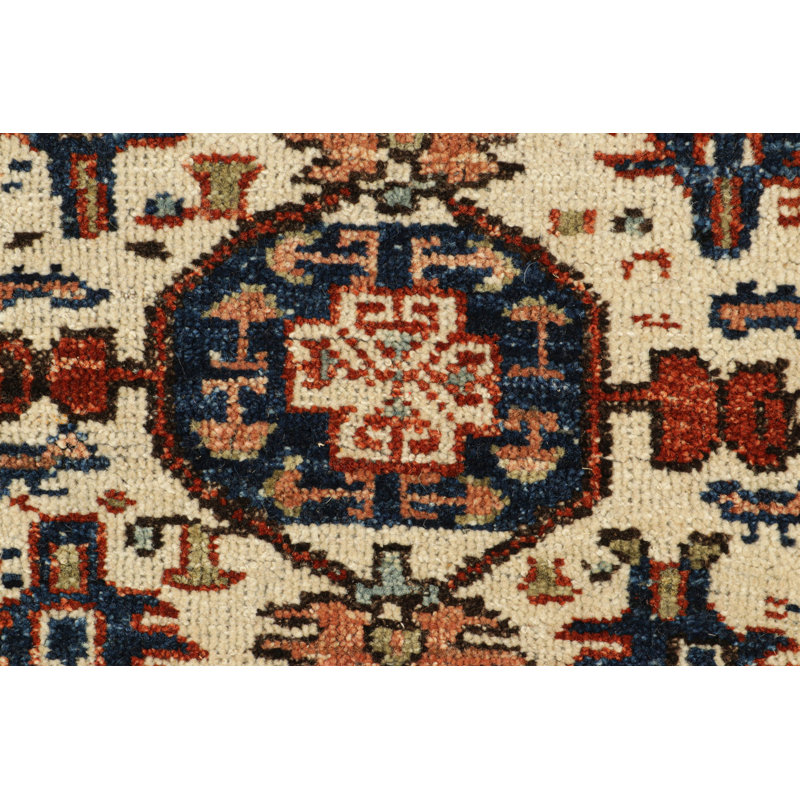 Burano Hand Knotted Wool Geometric Area Rug, Runner 3' x 8'