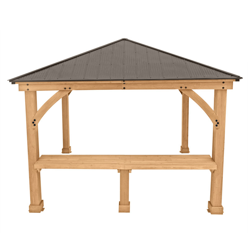 Meridian 12' Natural Cedar Wood Outdoor Bar Counter