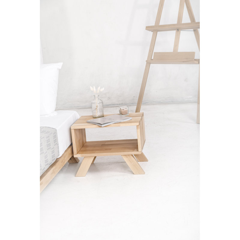 Caed 45 cm W Solid Wood Bedside Table, Natural