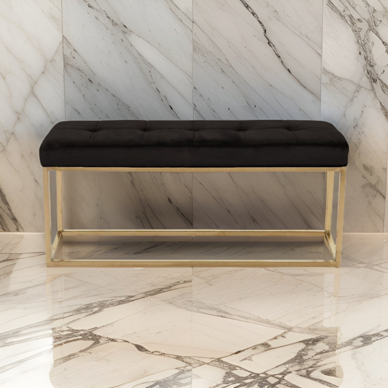 Banc rembourré en velours Chepstow, Or, Noir