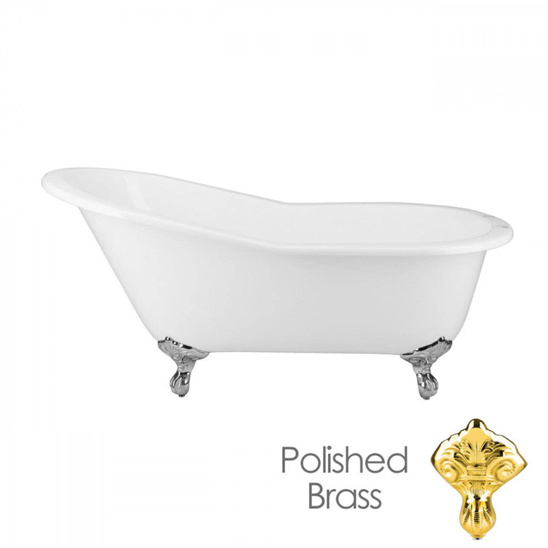 Mila 61.2'' x 61.2'' Soaking Cast Iron Bathtub, Polished Brass