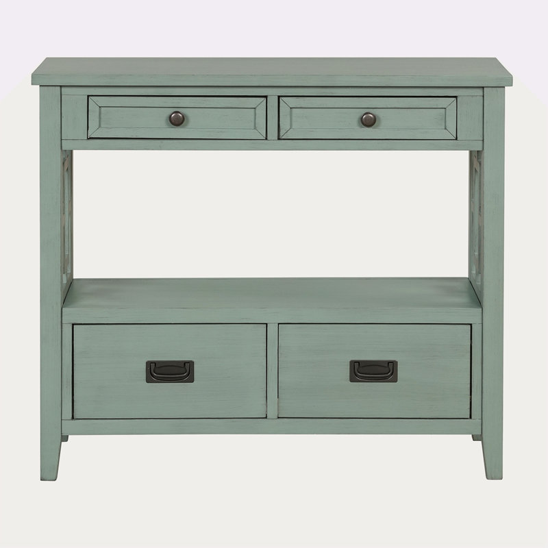 36'' Farmhouse Pine Wood Console Table Entry Sofa Table With 4 Drawers & 1 Storage Shelf For Entryway Living Room Bedroom Hallway Kitchen