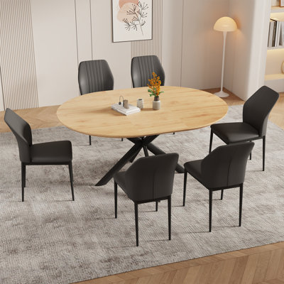 Ensemble de table de salle à manger 7 pièces avec 6 chaises modernes