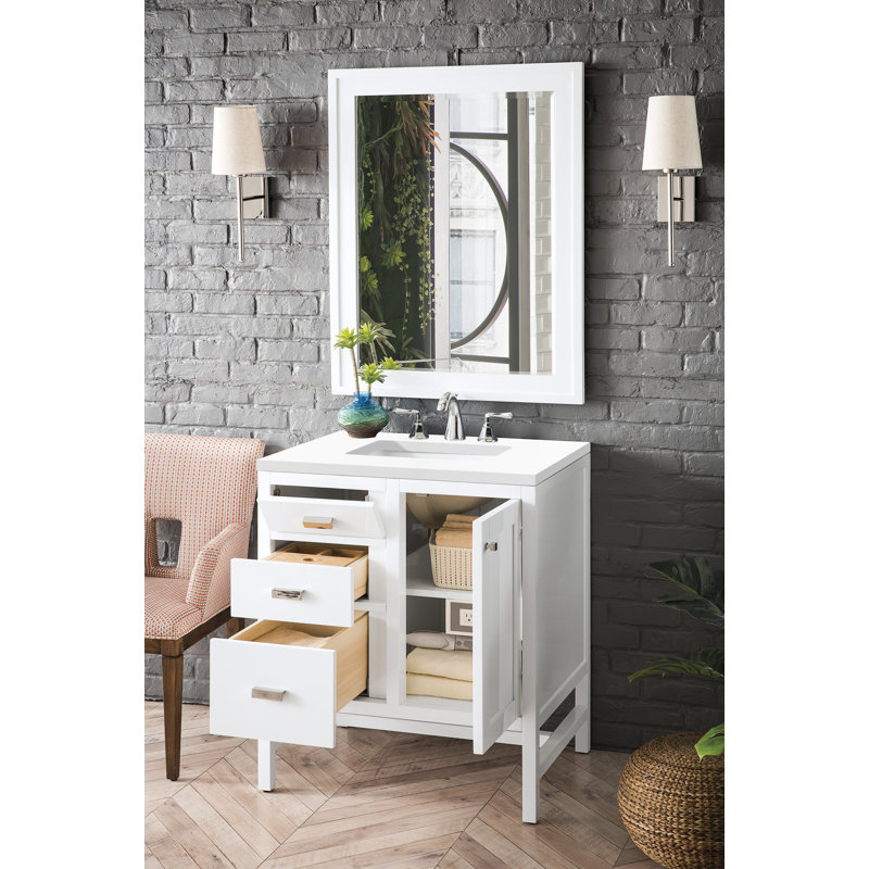 Addison 30'' W Single Vanity, Glossy White, White Zeus, 8" Widespread