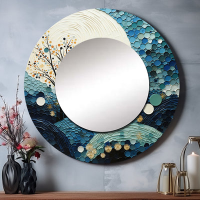 Miroir décoratif bleu sarcelle Mid Century Minimalist Rain II - minimalisme