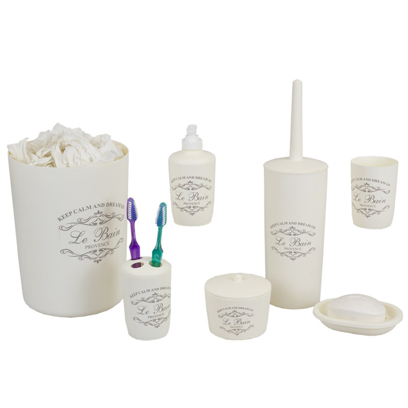  Ensemble d'accessoires de salle de bain 7 pièces Paris, Beige