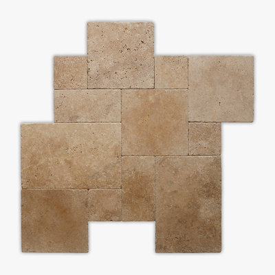 Walnut Tumbled 8 Inch Versailles Travertine Paver