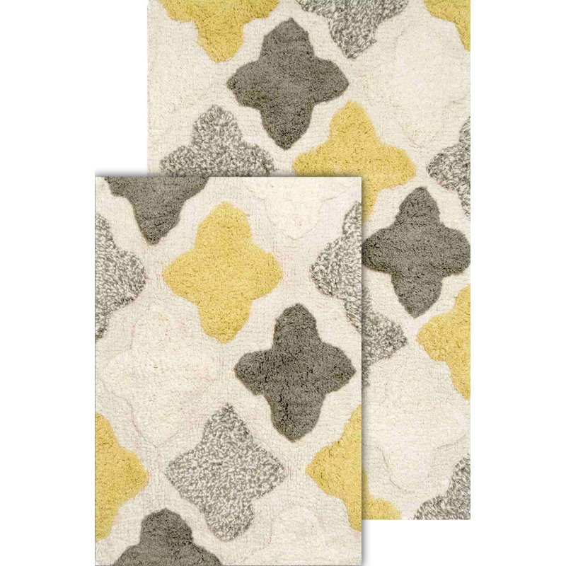 Salvato Cotton Blend Non-Slip Bath Rug, Lemon