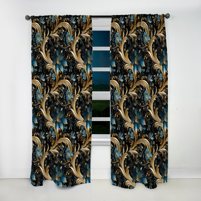 Gilded Splendor Paisley Pattern III - Floral Curtain - Velvet Room Darkening - 1 panel