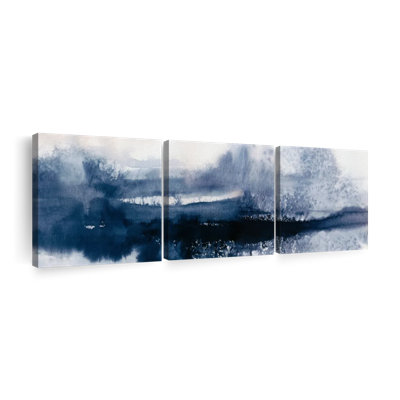 Indigo Tides - 3 Piece Wrapped Canvas Panoramic Print