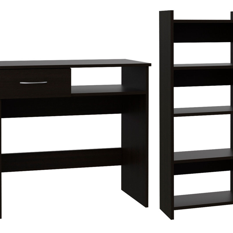 Home Office Set, Single Drawer, Keyboard Tray,Bookcase
