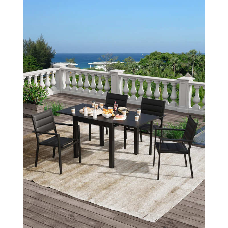 Expandable Outdoor Dining Table – 31"-63" Adjustable Patio Table For 4-6 People, Dark Grey