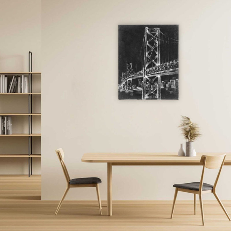 Pont suspendu, art mural, 24 x 32