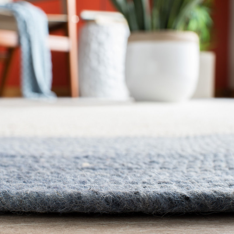 Nowlin Hand Woven Wool/Cotton Rug in Ivory, Oval 6' x 9'