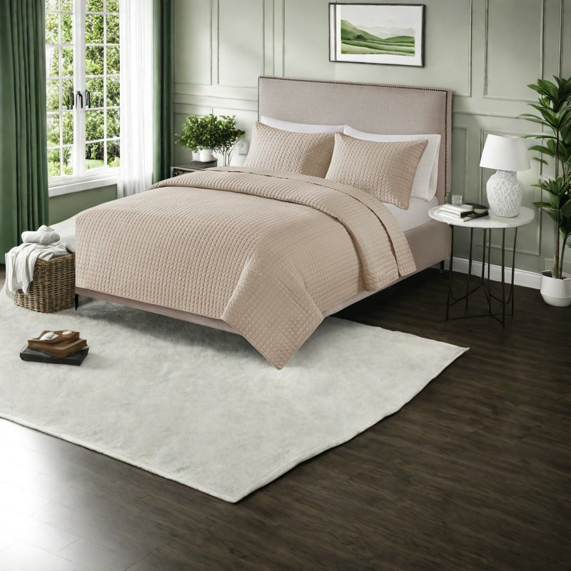 Ensemble de literie très grand kaki, courtepointe réversible en polyester, style moderne pour la maison