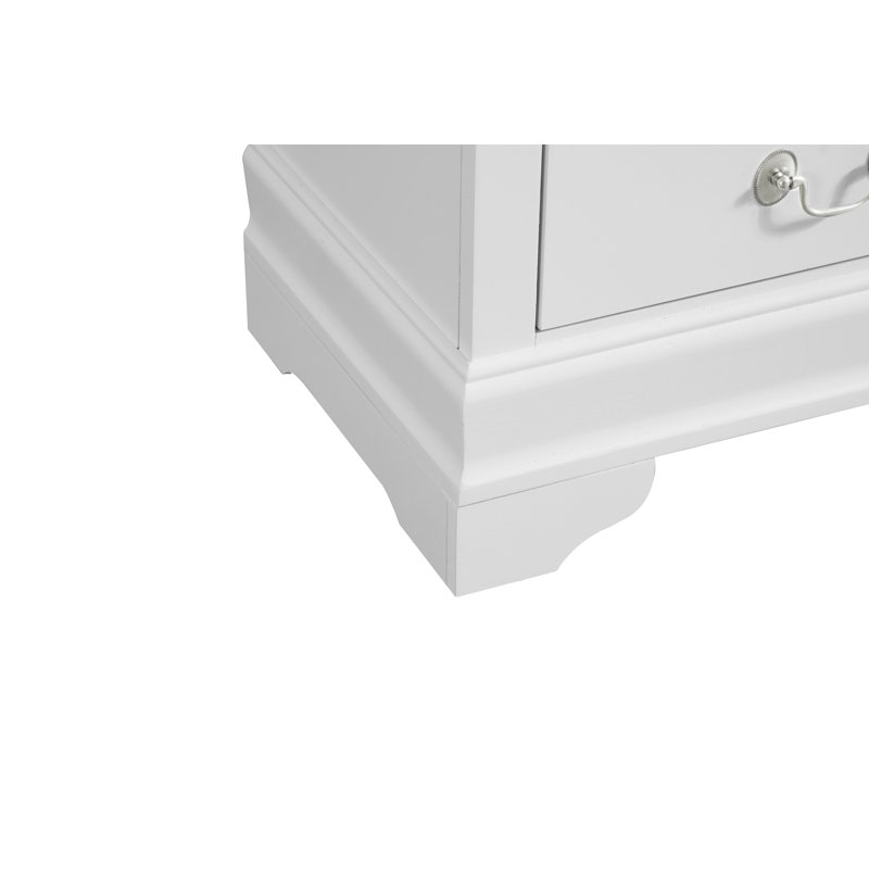 Table de chevet 2 tiroirs LouisPhillipe, blanc, Blanc