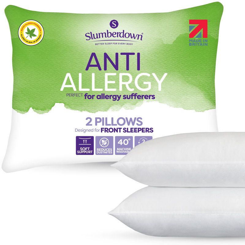 Slumberdown Anti Allergy Pillow, Soft Support, 4 Pack