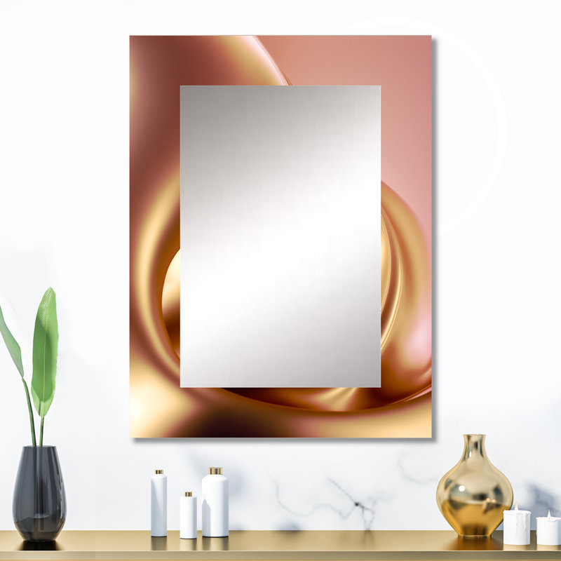 Subtil sophistication en rose exquis et or III - miroir mural décoratif à encre liquide, miroir moderne, impression d'art en métal