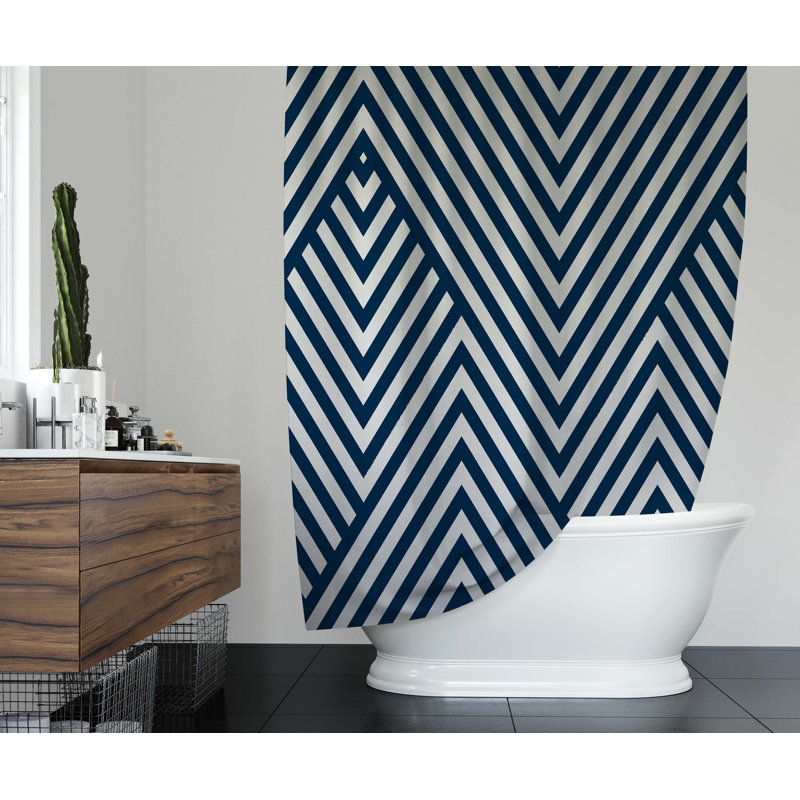 Rideau de douche simple à chevrons Swaney, H 90 po x l 70 po