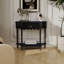 Console demi-cercle en bois massif noir-1730161452