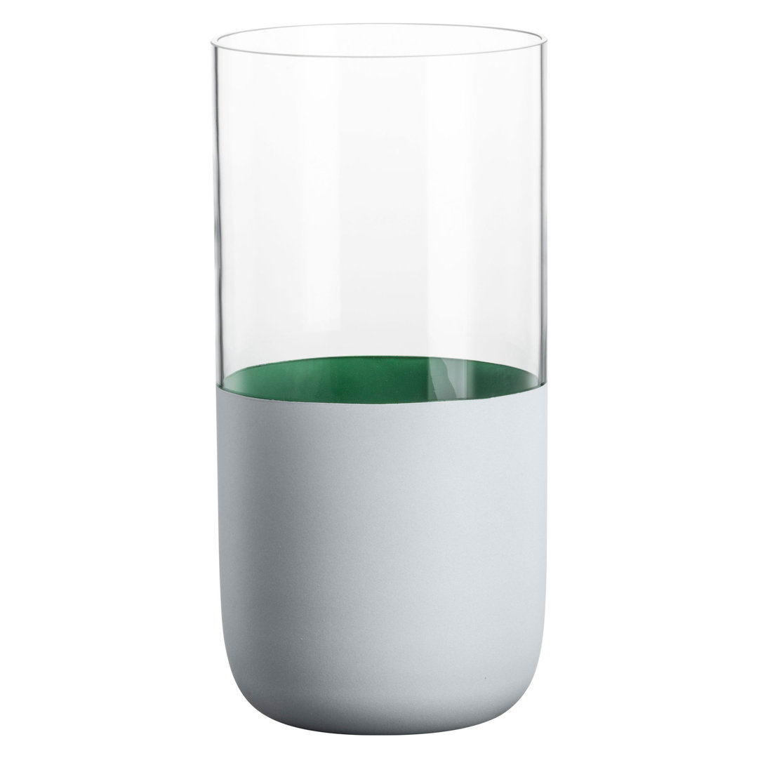 ModernMoments Vase Deep Green, Dekovase, Glasvase, Dekoobjekt, Kristallglas, Weiß, Grün, 25 cm