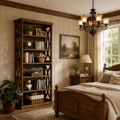 Classic Wooden Bookshelf with Elegant Display Shelves, Sturdy Freestanding Bookcase for Home and Office