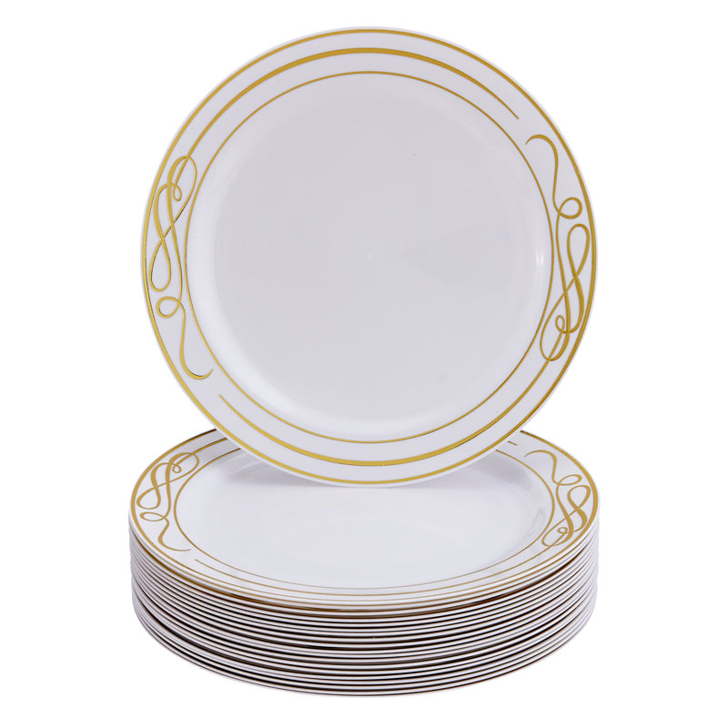 Assiette à hors-d'œuvre jetable en plastique Bella, Or