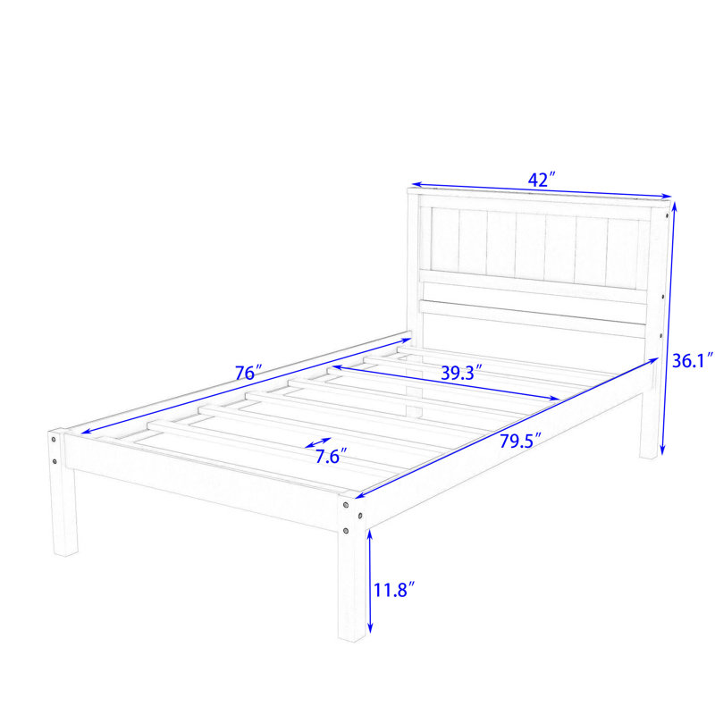 Citarelli Wood Platform Bed with Headboard, Twin