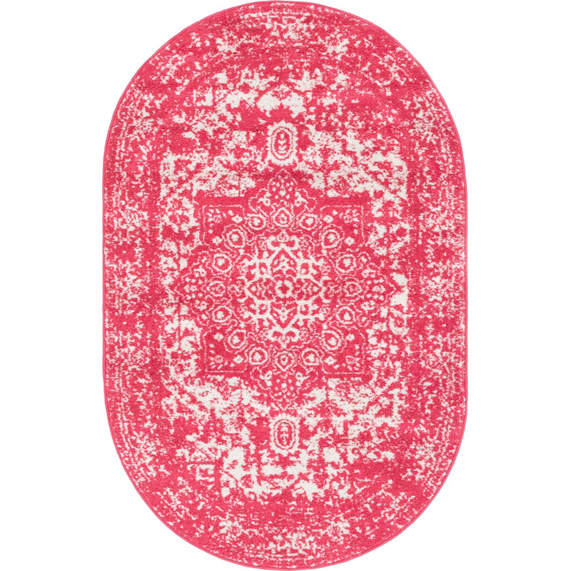 Oriental Area Rug, Oval 99 x 160cm