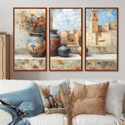 Casablanca Morocco Pottery I - Morocco Pottery Wall Art Set