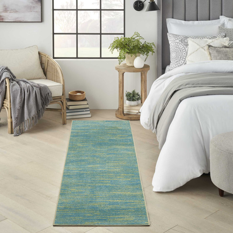 Mullican Sandy Solid Blue/Green Easy Care Indoor/Outdoor Area Rug